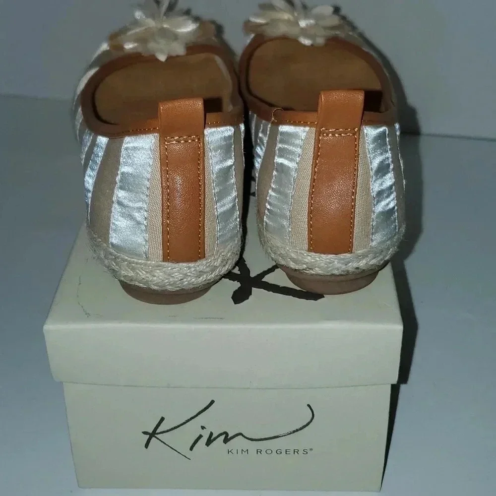 Kim Rogers Gabby White Stripe Flats Size 9.5